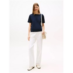 Gold Button-Shoulder T-Shirt