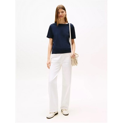 Gold Button-Shoulder T-Shirt