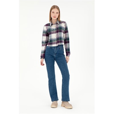Kadın Mavi Slim Flare Fit Jean Pantolon