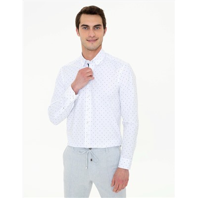 Lacivert Slim Fit Uzun Kollu Gömlek