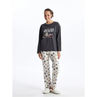 LC Waikiki Bisiklet Yaka Baskılı Uzun Kollu Kadın Pijama Takımı, LCW DREAM                                            
                                            Bisiklet Yaka Baskılı Uzun Kollu Kadın Pijama Takımı
