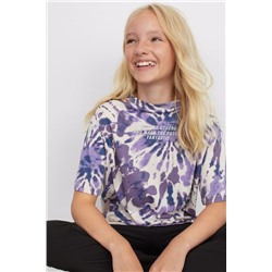 Oversized T-Shirt Hellbeige/Batikmuster