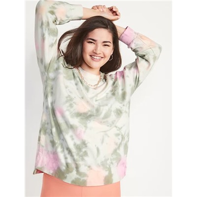Vintage Long-Sleeve Garment-Dyed French-Terry Tunic Sweatshirt for Women