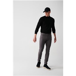 Antrasit Armürlü Esnek 5 Cepli Slim Fit Dar Kesim Kanvas Pantolon