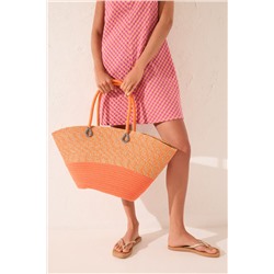 Bolso capazo rafia naranja