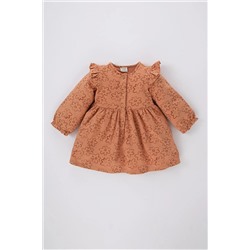 Defacto Kız Bebek Çiçekli Uzun Kollu Sweatshirt Kumaşı Elbise B2291A523WN