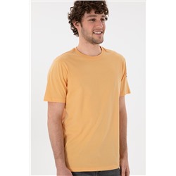 Erkek Regular Fit Bisiklet Yaka Turuncu Basic Tişört