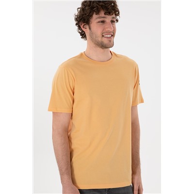 Erkek Regular Fit Bisiklet Yaka Turuncu Basic Tişört