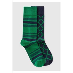 United Colors of Benetton Unisex Lacivert Mix 2'li Soket Çorap 623A6AO32701P