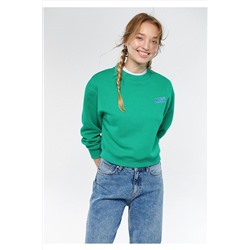 Mavi Logo Baskılı Yeşil Crop Sweatshirt 1611601-71834