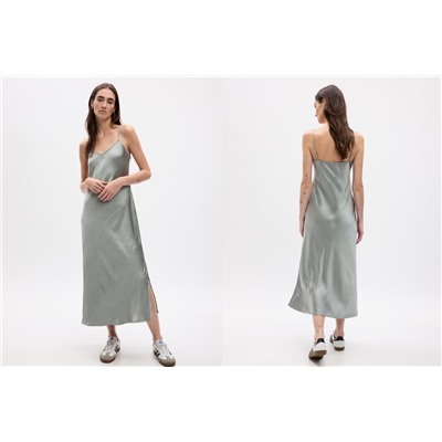 Satin Midi Slip Dress