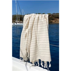 DENİZLİ CONCEPT, Gri Çizgili Capri Peştemal - Yüksek Emici Ve Yumuşak %100 Pamuk 90x185 Cm