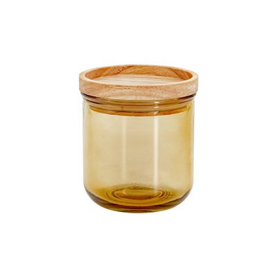 Банка для сыпучих продуктов, 350 мл, стекло/дерево, светло-коричневая, Jars, 63295