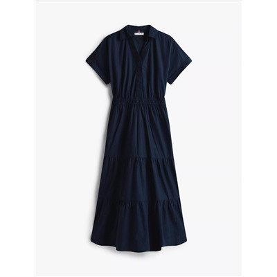 Poplin Tiered Midi Dress