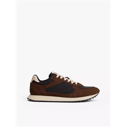Mixed-Texture Suede Sneaker