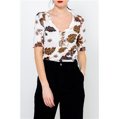 Camiseta Blanco y marrón