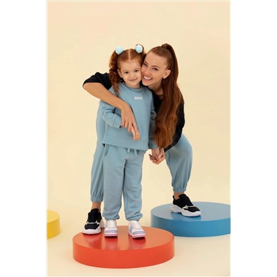 Çocuk Mavi Basic Bisiklet Yaka Sweatshirt