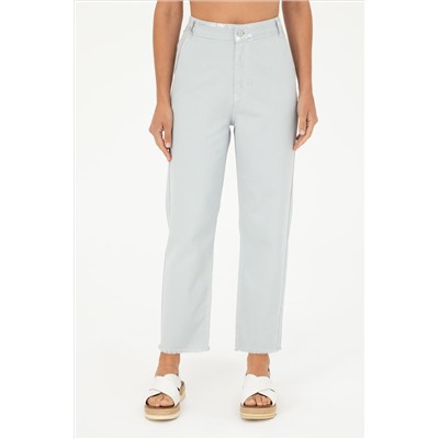 Kadın Açık Mavi Loose Cropped Fit Jean Pantolon
