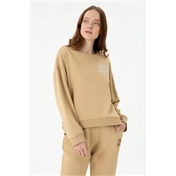 Kadın Kum Bisiklet Yaka Sweatshirt
