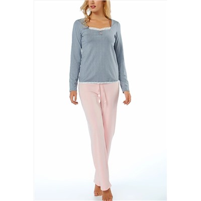 Sevim Kadın Indigo Dantelli Pijama Takımı 6460