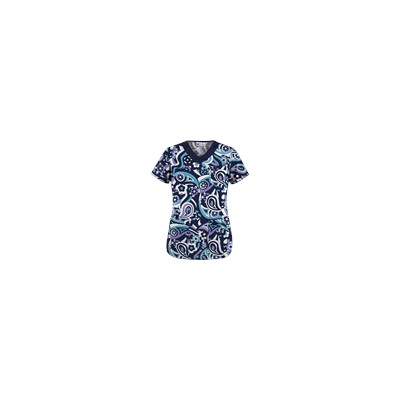 UA Paisley Showers Dark Lilac Scrub Top