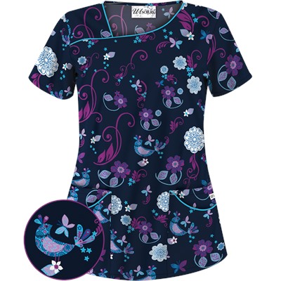 UA Song Bird Navy Scrub Top