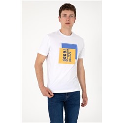 Erkek Regular Fit Bisiklet Yaka Beyaz Tişört