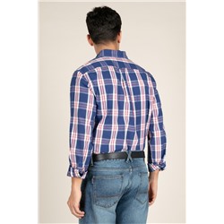 Camisa regular fit Azul marino y gris