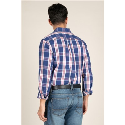 Camisa regular fit Azul marino y gris