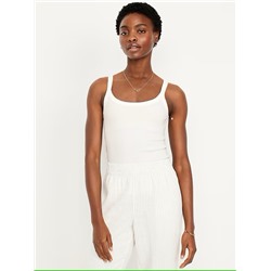 90s Ribbed Lace-Trim Tank