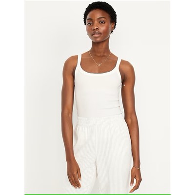 90s Ribbed Lace-Trim Tank