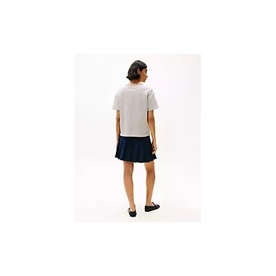 Linen-Blend Stripe V-Neck Top