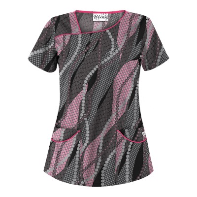 UA Floral Waterfall Black Scrub Top