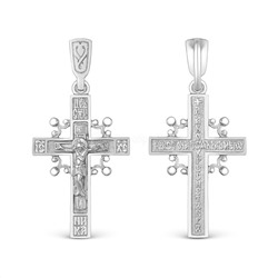 Крест из серебра родированный - 4,3 см 925 пробы 3-035р