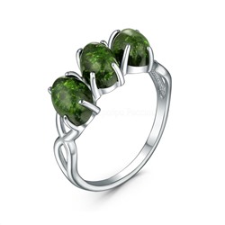 Серьги из серебра с зелёным янтарём родированные 04-802-0136-09