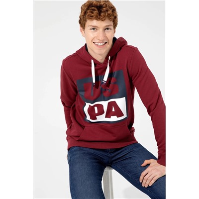 Erkek Vişne Kapüşonlu Sweatshirt