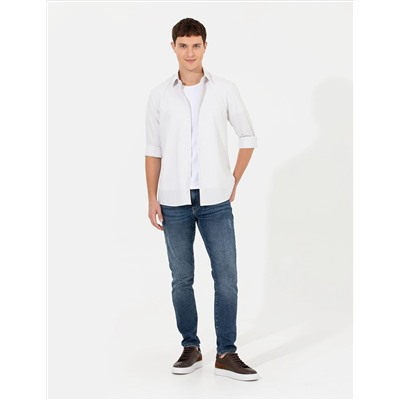 Açık Gri Slim Fit Uzun Kollu Gömlek