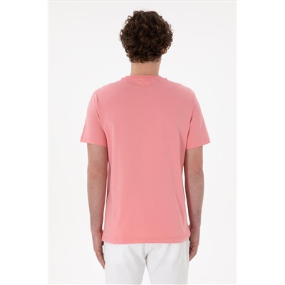 Erkek Regular Fit Bisiklet Yaka Pembe Basic Tişört