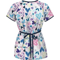 Happy Scrubs® Crazy Hearts White Print Scrub Top