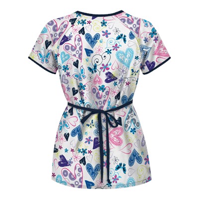 Happy Scrubs® Crazy Hearts White Print Scrub Top