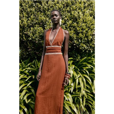 EMBROIDERED MIDI DRESS