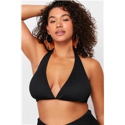 Siyah Derin V Boyundan Bağlama Detaylı Bikini Üstü TBBSS24CT00003