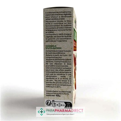 Arkopharma Azinc - Acerola 1000 - LOT de 2x30 comprimésLot  × 2
