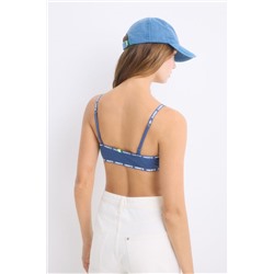 Sujetador top algodón copas extraíbles azul