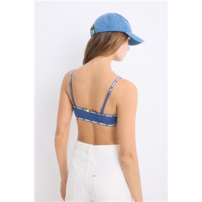 Sujetador top algodón copas extraíbles azul