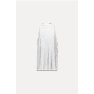 RIBBED FOIL HALTER TOP