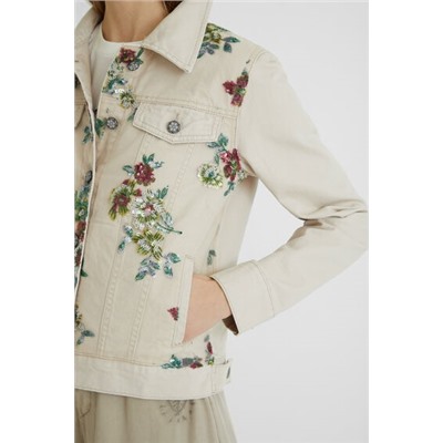 Chaqueta vaquera slim flores