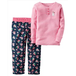 2-Piece Cotton & Fleece PJs