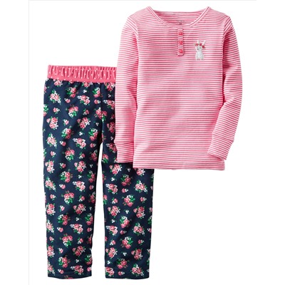 2-Piece Cotton & Fleece PJs
