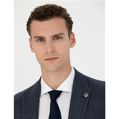 Lacivert Ekstra Slim Fit Çizgili Takım Elbise